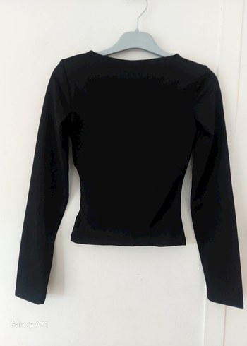 Siyah V Yaka Uzun Kollu Kadın Bluz - Görsel 2