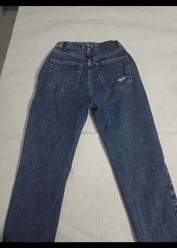 Kadın Mavi Yırtık Bol Kesim Kot Pantolon - Görsel 2