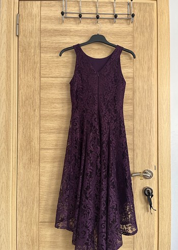 Mor Dantel Midi Kadın Abiye Elbise - Görsel 2