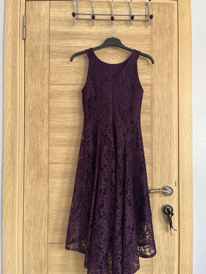 Mor Dantel Midi Kadın Abiye Elbise - Görsel 2