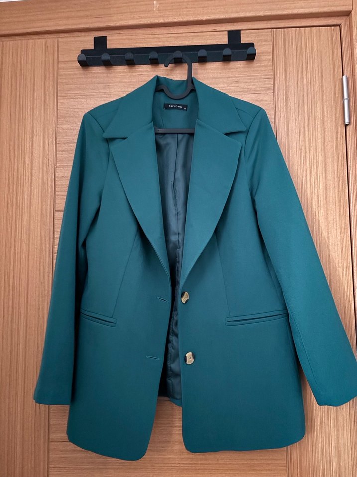 Düğmeli Yeşil Kadın Blazer Ceket - Görsel 2