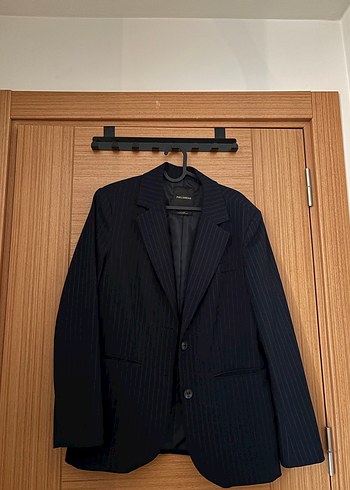 Lacivert Çizgili Kadın Blazer Ceket - Görsel 2