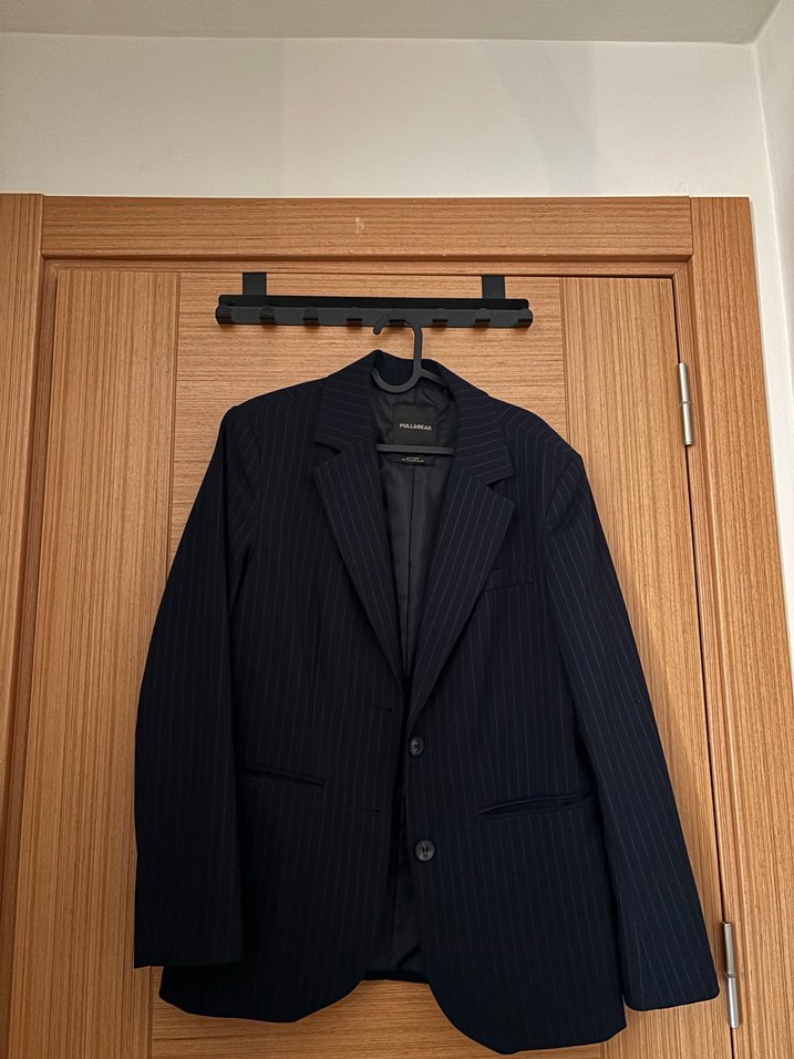 Lacivert Çizgili Kadın Blazer Ceket - Görsel 2