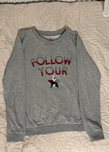 Gri Baskılı Kadın Sweatshirt - Görsel 4