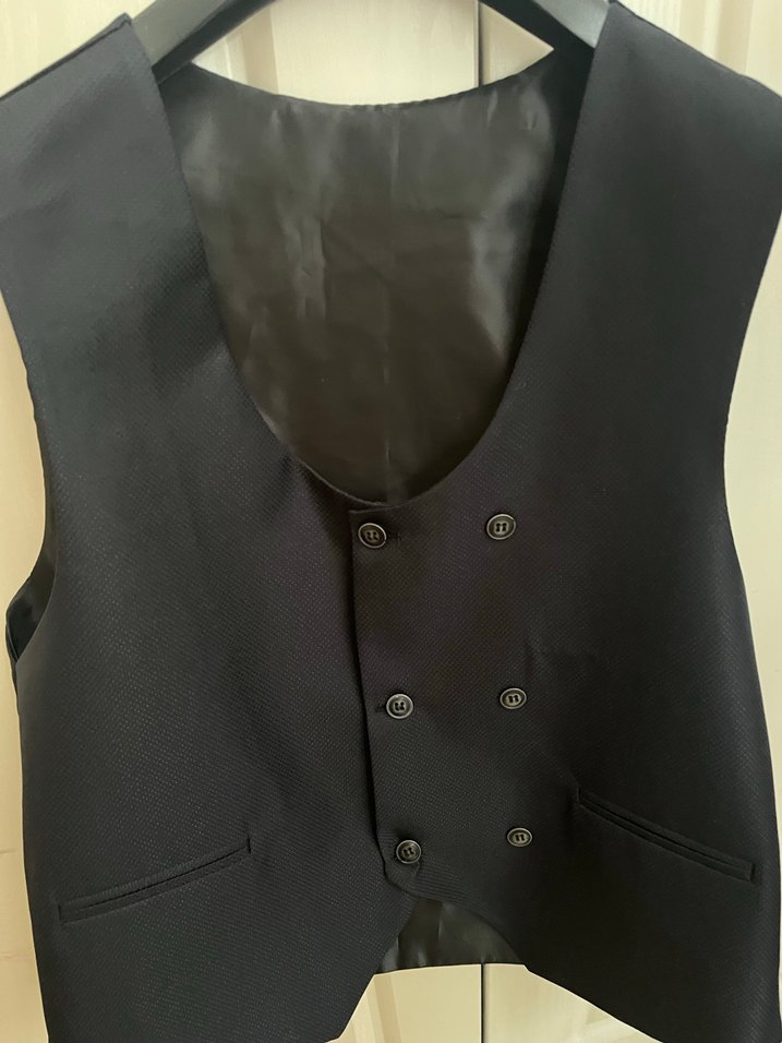 Düğmeli Siyah Erkek Yelek ve pantolon - Görsel 2