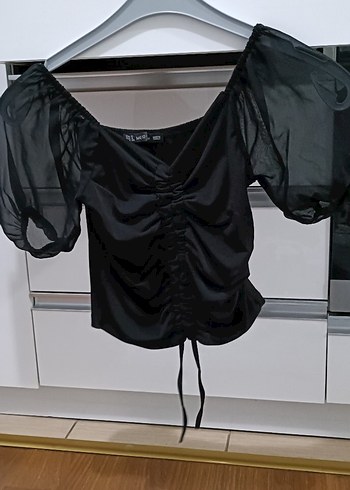 Diğer Siyah Drapeli Gotik Mini Bluz
