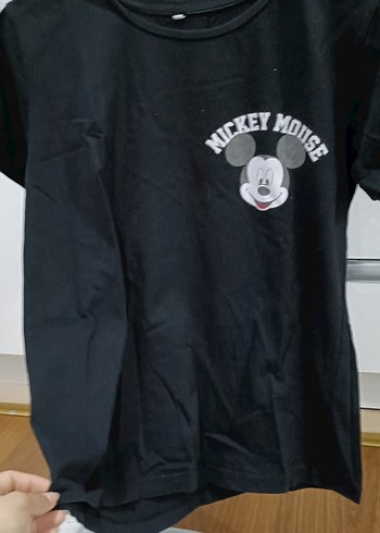 Diğer Siyah Mickey Mouse Baskılı Tişörtü
