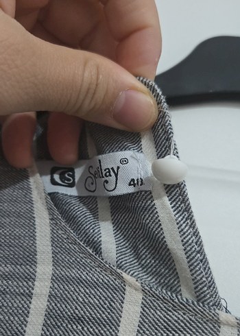 Gri Çizgili Uzun Keten tunik - Görsel 4