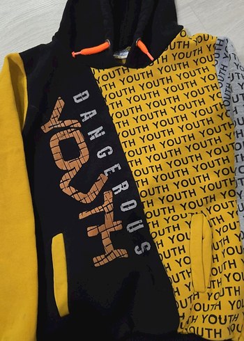 Kapüşonlu Erkek Çocuk Sweatshirt Sarı - Görsel 2