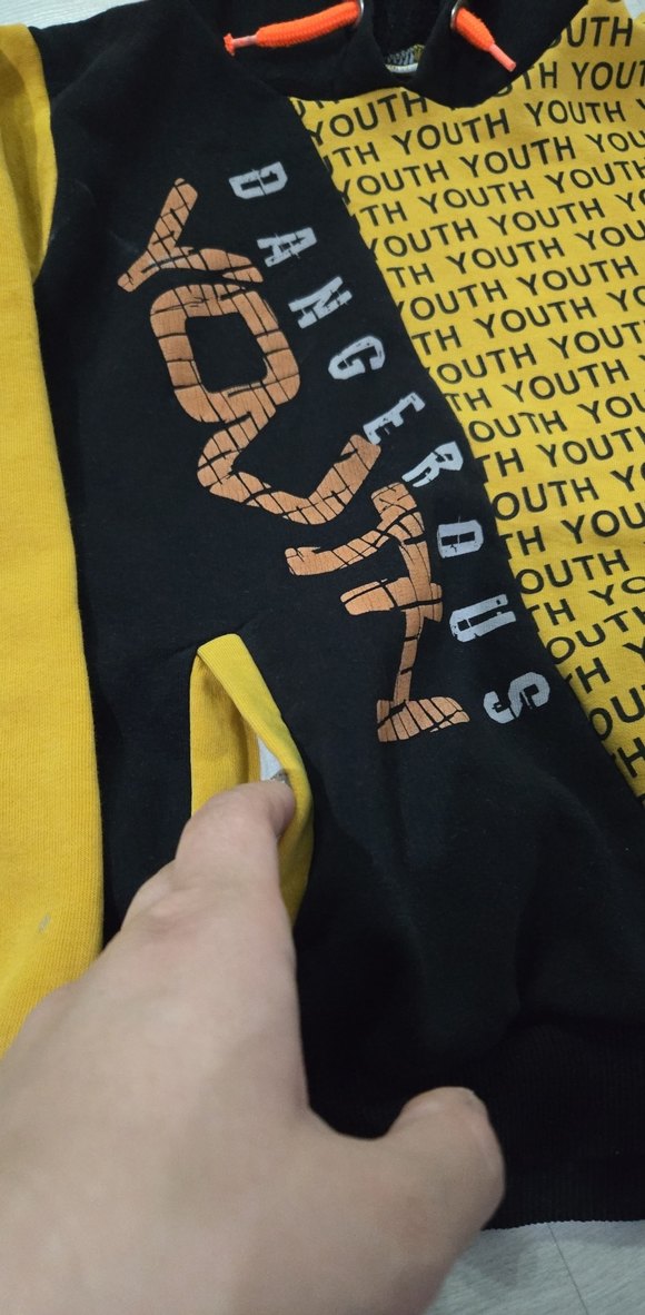 Kapüşonlu Erkek Çocuk Sweatshirt Sarı - Görsel 3