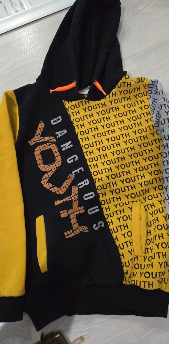 Kapüşonlu Erkek Çocuk Sweatshirt Sarı - Görsel 2