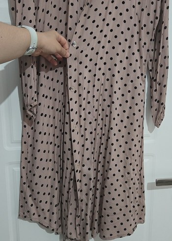 Bej Puantiyeli Uzun Keten tunik - Görsel 2