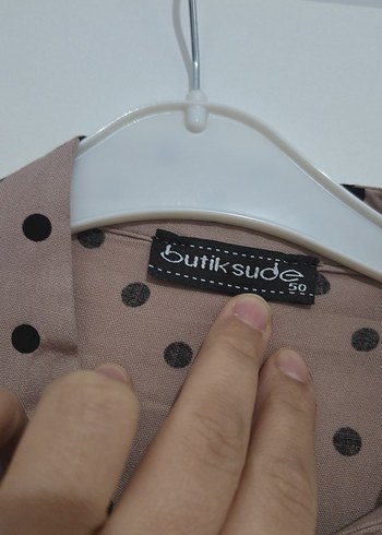 Bej Puantiyeli Uzun Keten tunik - Görsel 3