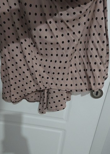 Bej Puantiyeli Uzun Keten tunik - Görsel 5