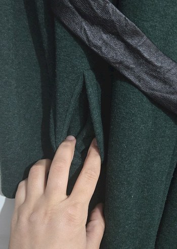 Yeşil Desenli Uzun Kadın Kaban - Görsel 5