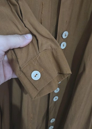 Kadın taba Keten Uzun Düğmeli Tunik - Görsel 5