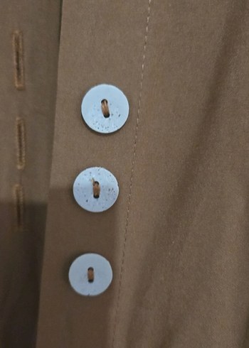 Kadın taba Keten Uzun Düğmeli Tunik - Görsel 4