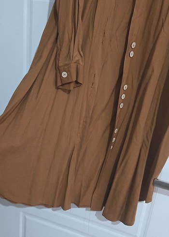 Kadın taba Keten Uzun Düğmeli Tunik - Görsel 6