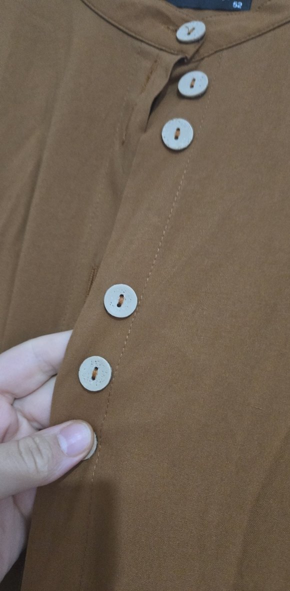 Kadın taba Keten Uzun Düğmeli Tunik - Görsel 2