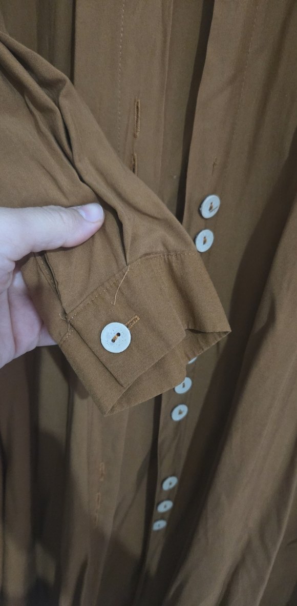 Kadın taba Keten Uzun Düğmeli Tunik - Görsel 5