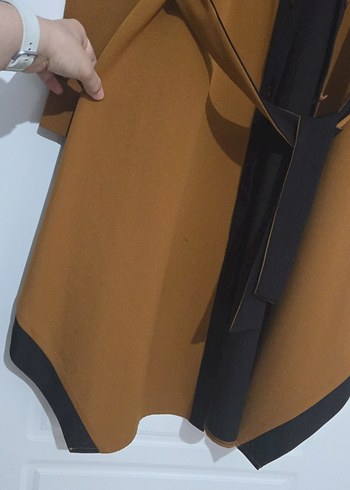 Düğmeli Camel kalın Uzun Kaban - Görsel 5