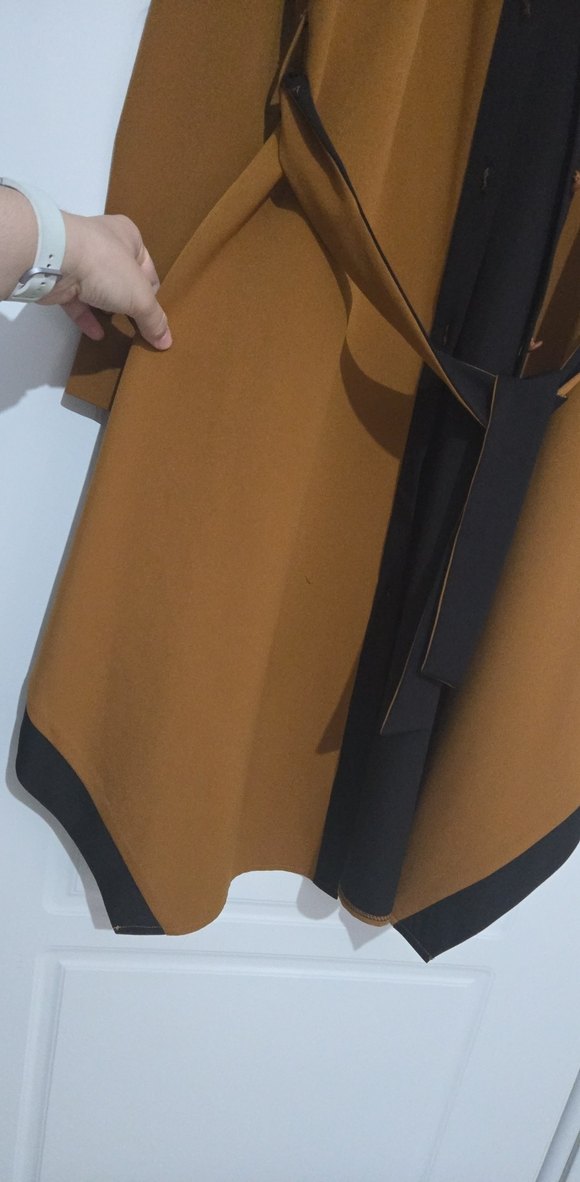 Düğmeli Camel kalın Uzun Kaban - Görsel 5