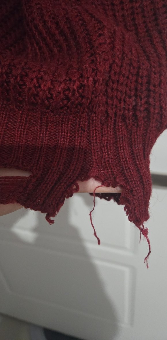 Bordo Yüksek Yaka Uzun Örgü Kadın Kazak - Görsel 5