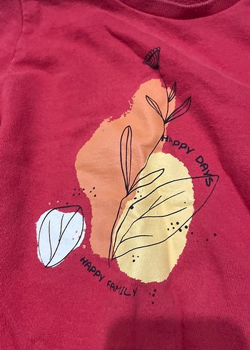 Baskılı Kırmızı Uzun Kollu Hamile Tişört - Görsel 2