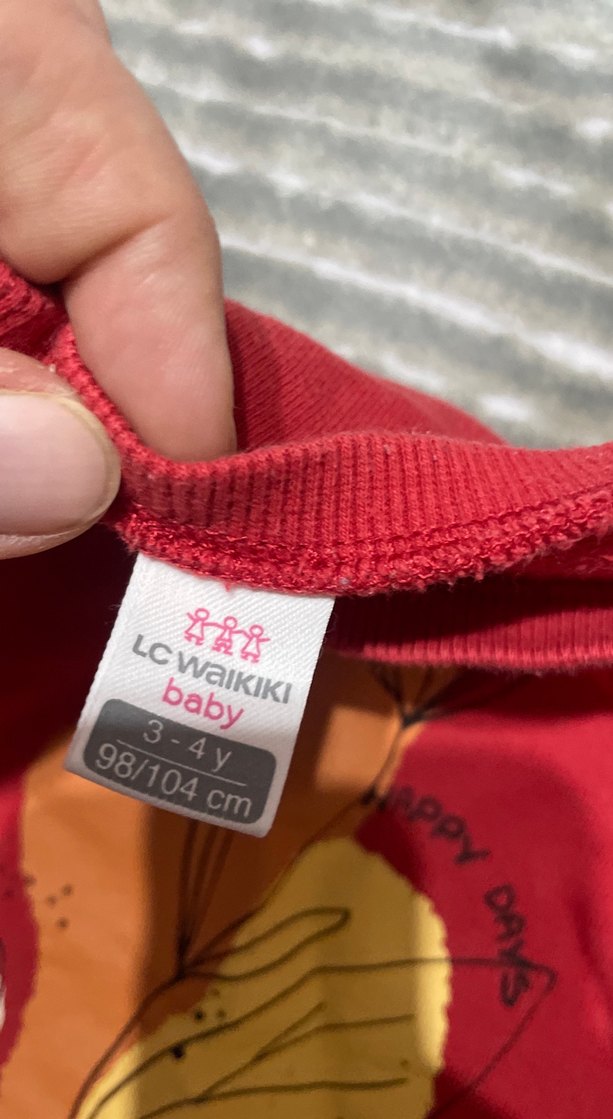 Baskılı Kırmızı Uzun Kollu Hamile Tişört - Görsel 3