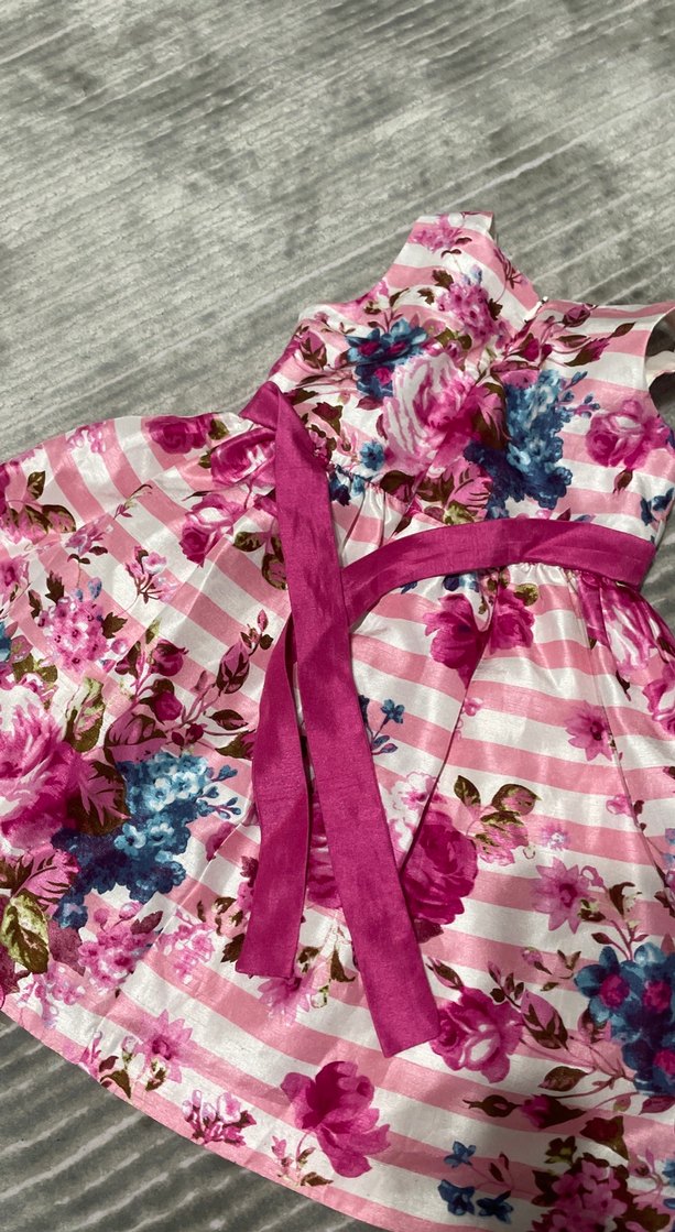 Pembe Çiçekli Kız Çocuk Elbisesi - Görsel 3
