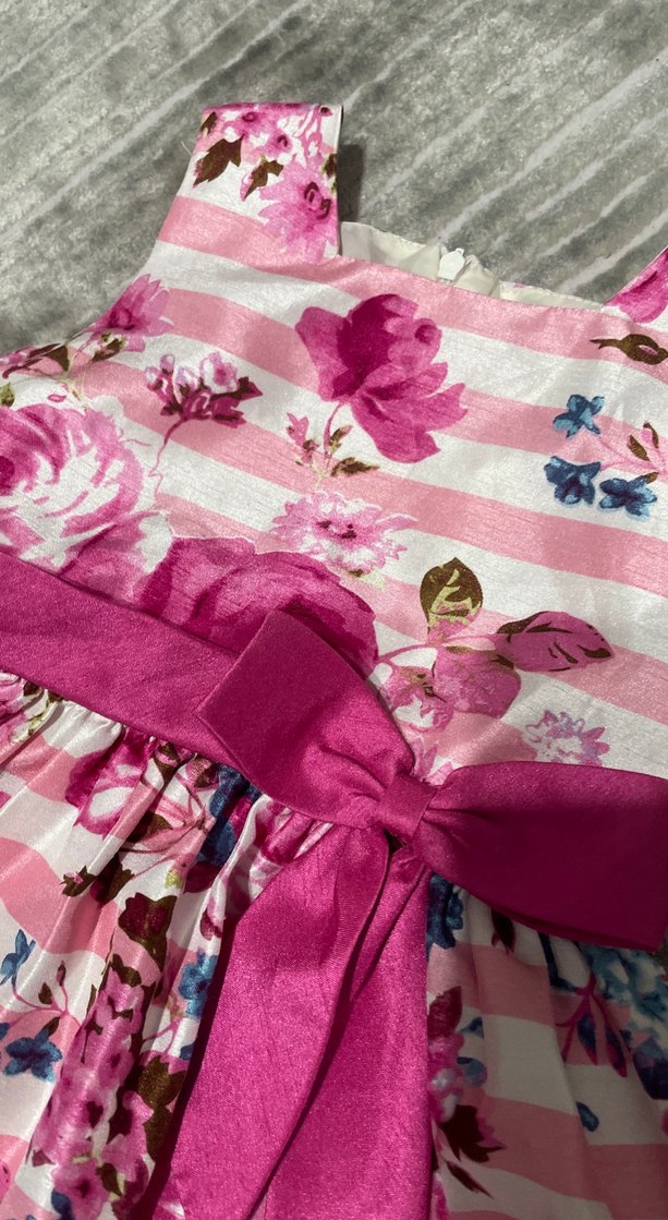 Pembe Çiçekli Kız Çocuk Elbisesi - Görsel 2