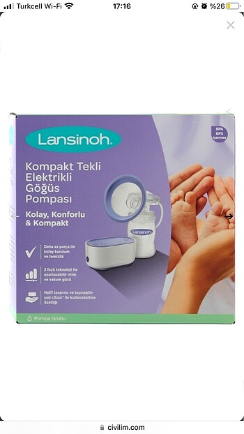 Lansinoh Süt sağma makinesi