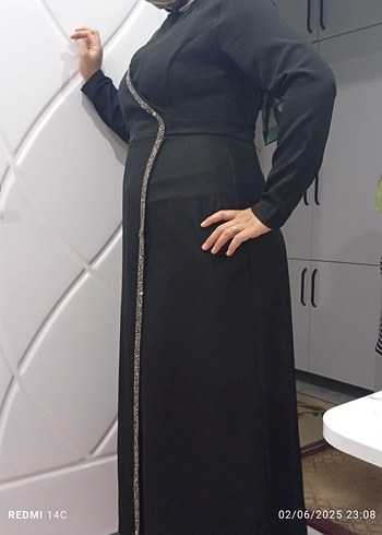 44 Beden siyah Renk Siyah Uzun Kollu Kadın Abiye Elbise