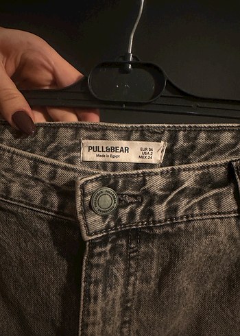 Pull and Bear Gri Bol Kesim Kadın Denim Pantolon
