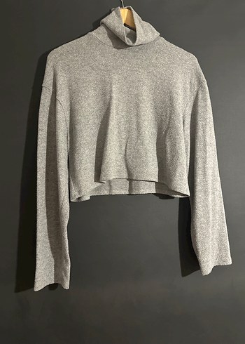 Pull and Bear Gri Boğazlı Uzun Kollu Kadın Kazak