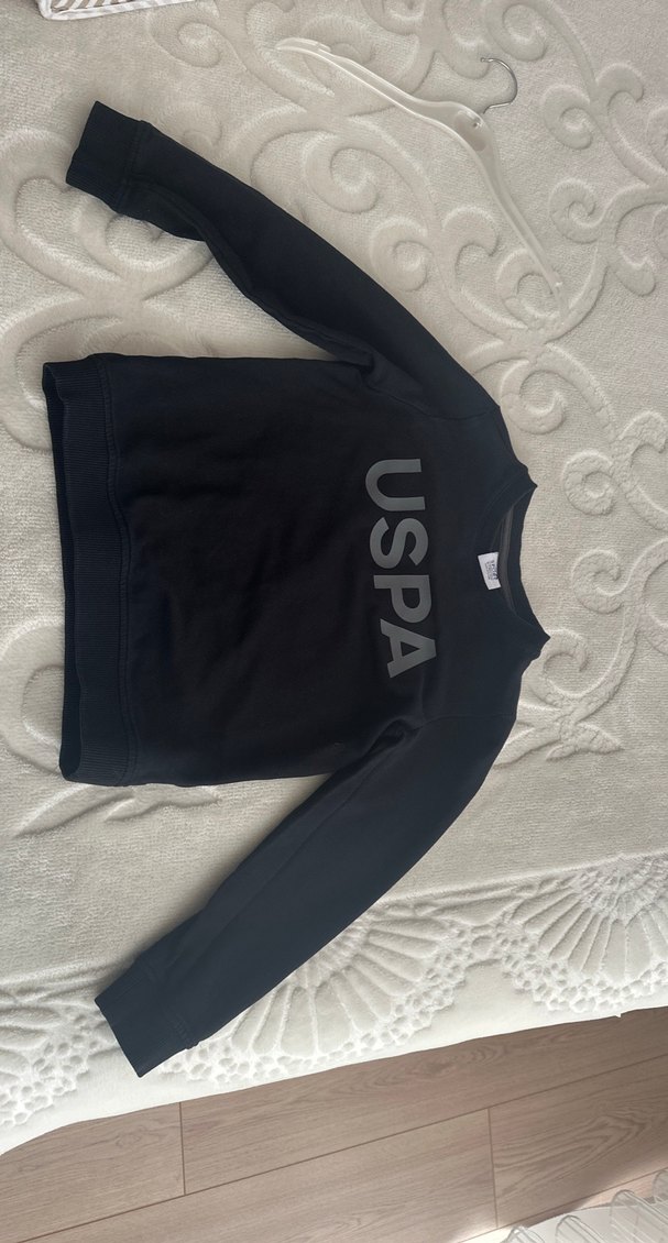 USPA Siyah Baskılı Erkek Sweatshirt - Görsel 2