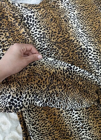 Leopar desenli elbise