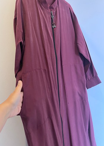 Bordo Kadın Uzun Oversize Fermuarlı Kaban - Görsel 3