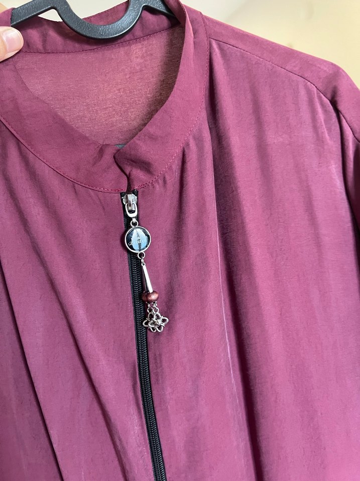 Bordo Kadın Uzun Oversize Fermuarlı Kaban - Görsel 4