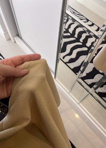 Bej Kadın ince triko Uzun Salaş Elbise takım - Görsel 4