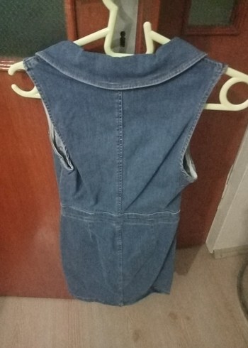 Kemerli Mavi Denim Kadın elbise