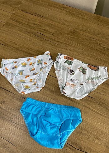 Çocuk İç Çamaşırı 3'lü Paket - Mavi ve Desenli