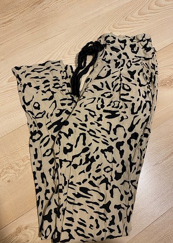 Kadın Bej Desenli Rahat Kumaş Pantolon Xs - Görsel 10