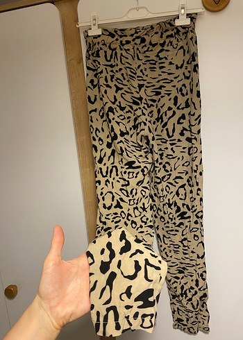 Kadın Bej Desenli Rahat Kumaş Pantolon Xs - Görsel 9