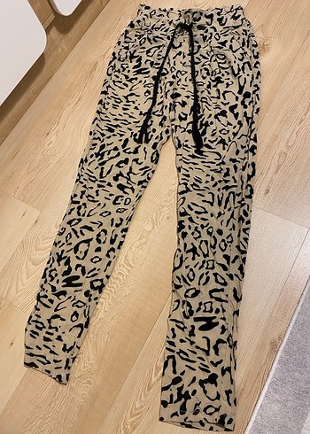 Kadın Bej Desenli Rahat Kumaş Pantolon Xs - Görsel 13