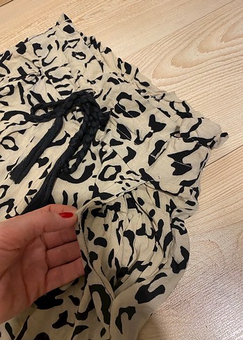 Kadın Bej Desenli Rahat Kumaş Pantolon Xs - Görsel 11