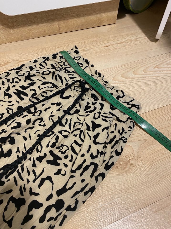 Kadın Bej Desenli Rahat Kumaş Pantolon Xs - Görsel 5