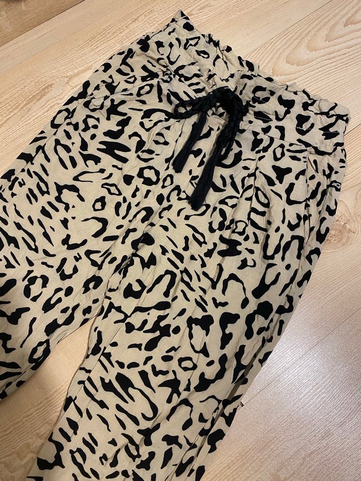 Kadın Bej Desenli Rahat Kumaş Pantolon Xs - Görsel 3