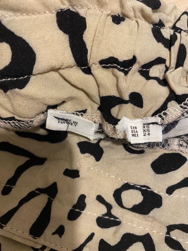 Kadın Bej Desenli Rahat Kumaş Pantolon Xs - Görsel 4