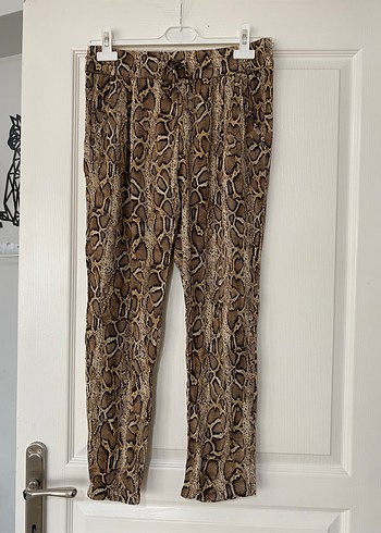 Kahverengi Yılan Desenli Kadın Pantolon S - Görsel 9